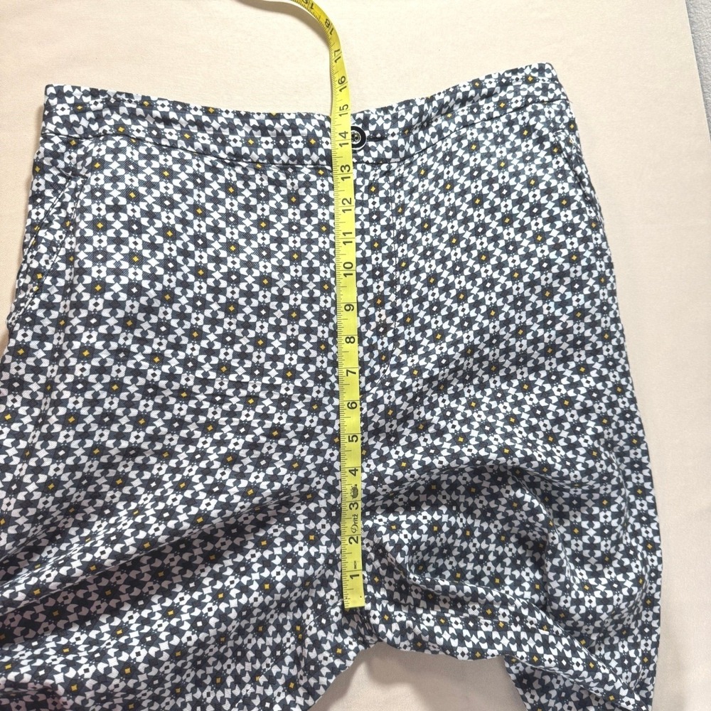 Maeve Anthropologie Callan Wide Leg Pants Geometric Tile Print Blue White 14 - Picture 3 of 16